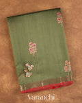 Forest Green Pure Chanderi Silk Cotton Handloom Saree