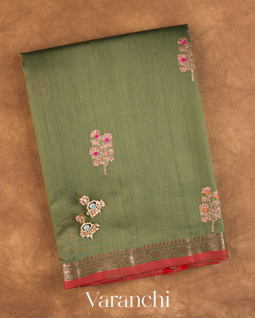 Forest Green Pure Chanderi Silk Cotton Handloom Saree