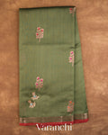 Forest Green Pure Chanderi Silk Cotton Handloom Saree
