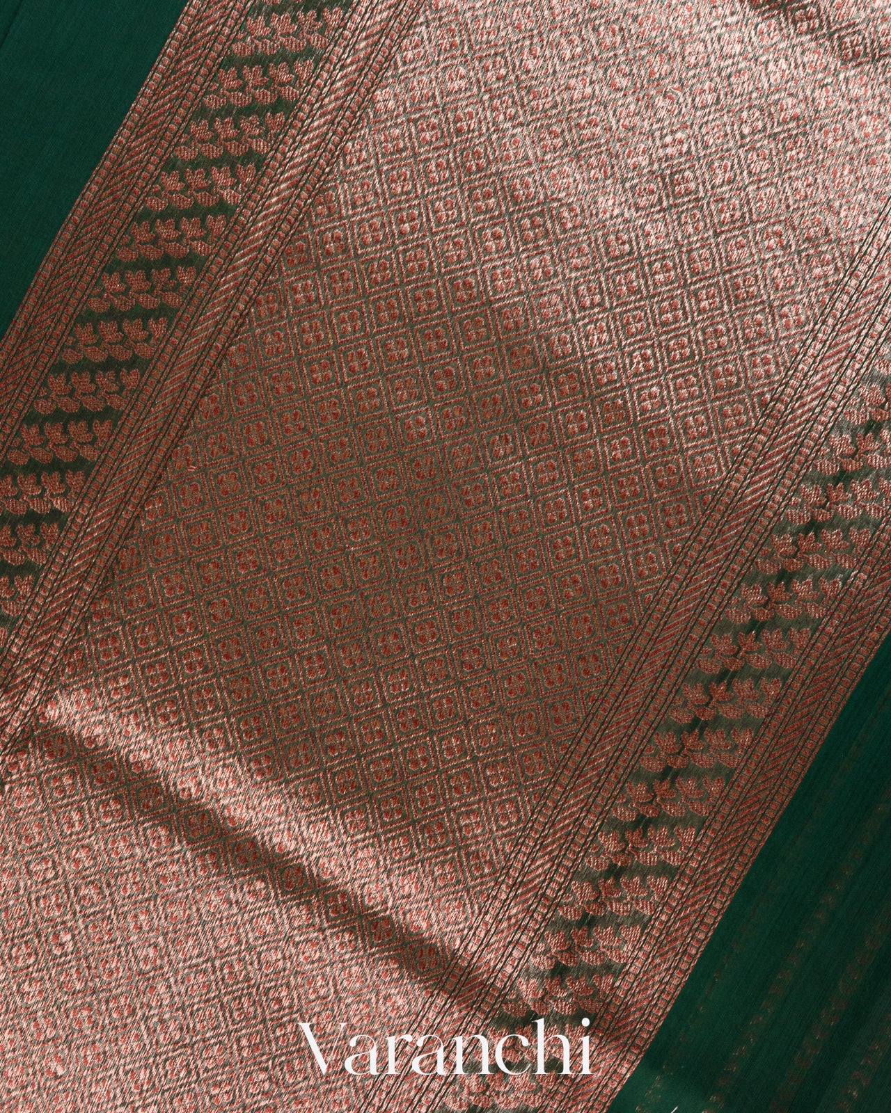 Bottle Green Pure Chanderi Silk Cotton Handloom Saree