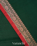 Bottle Green Pure Chanderi Silk Cotton Handloom Saree