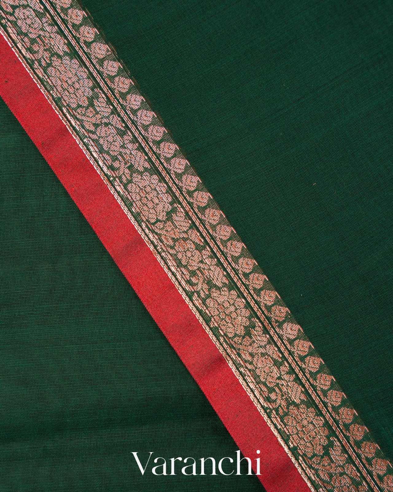 Bottle Green Pure Chanderi Silk Cotton Handloom Saree