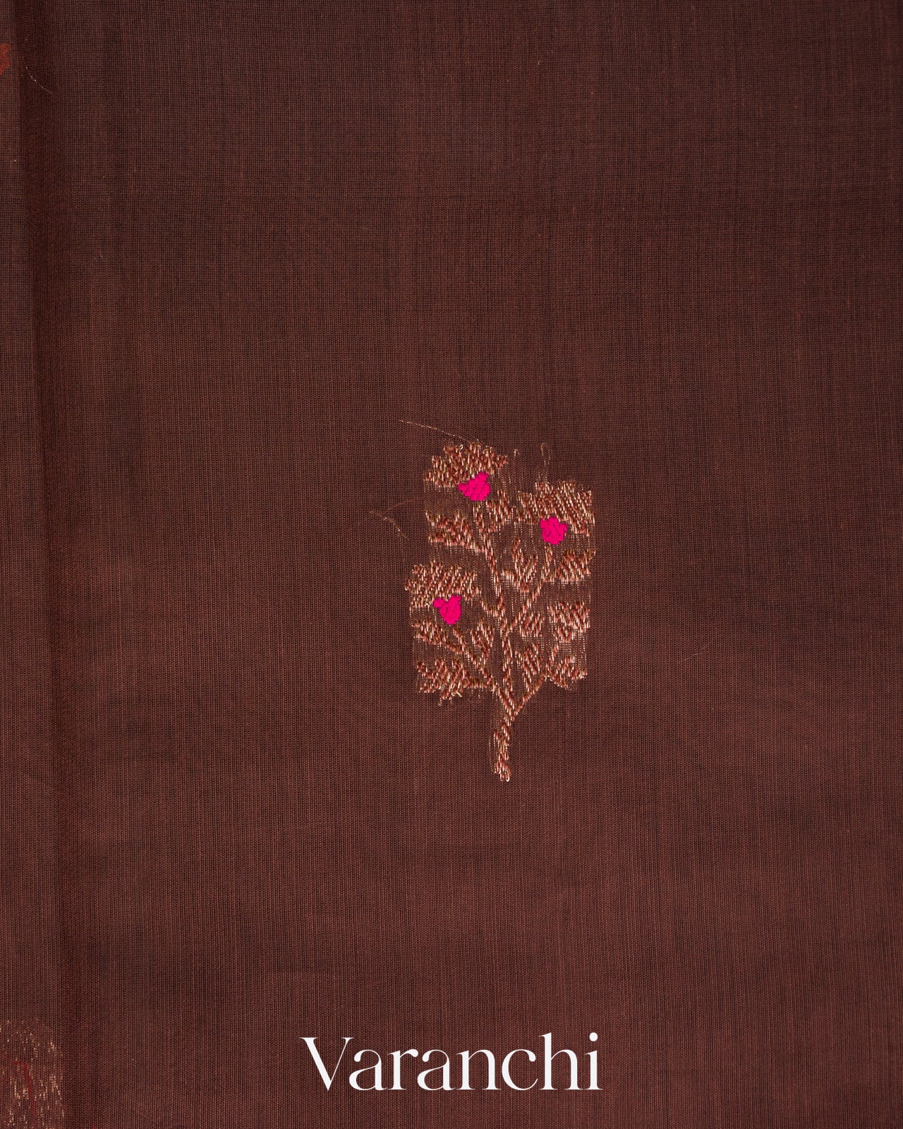Coffee Brown Pure Chanderi Silk Cotton Handloom Saree