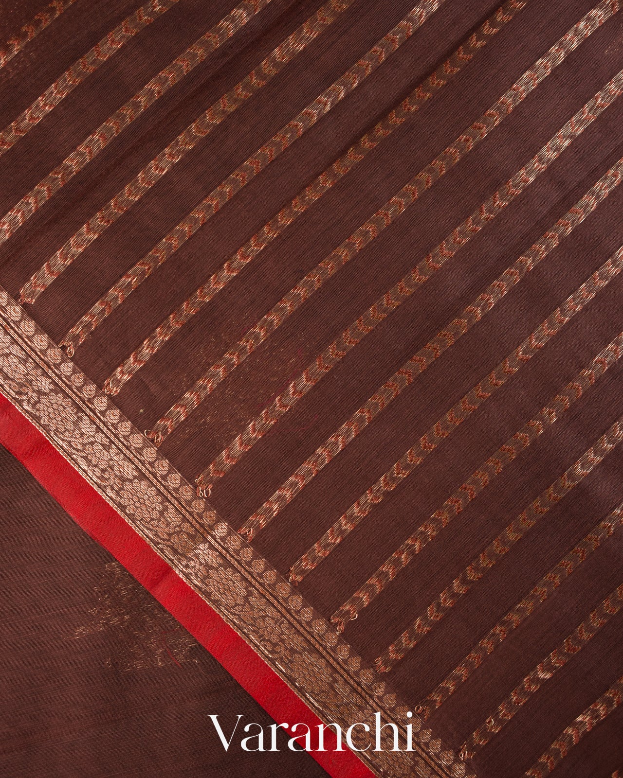 Coffee Brown Pure Chanderi Silk Cotton Handloom Saree