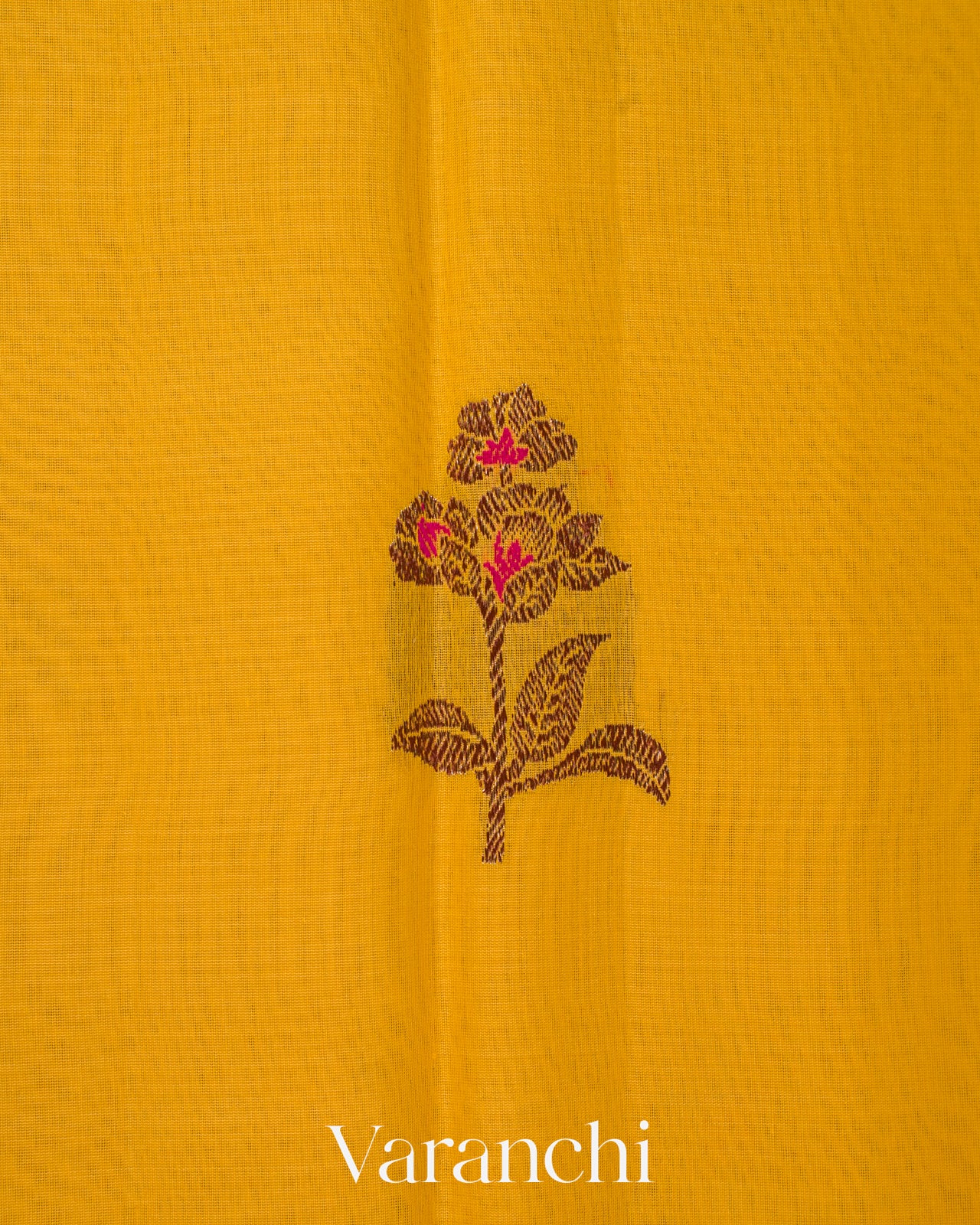Bright Yellow Pure Chanderi Silk Cotton Handloom Saree