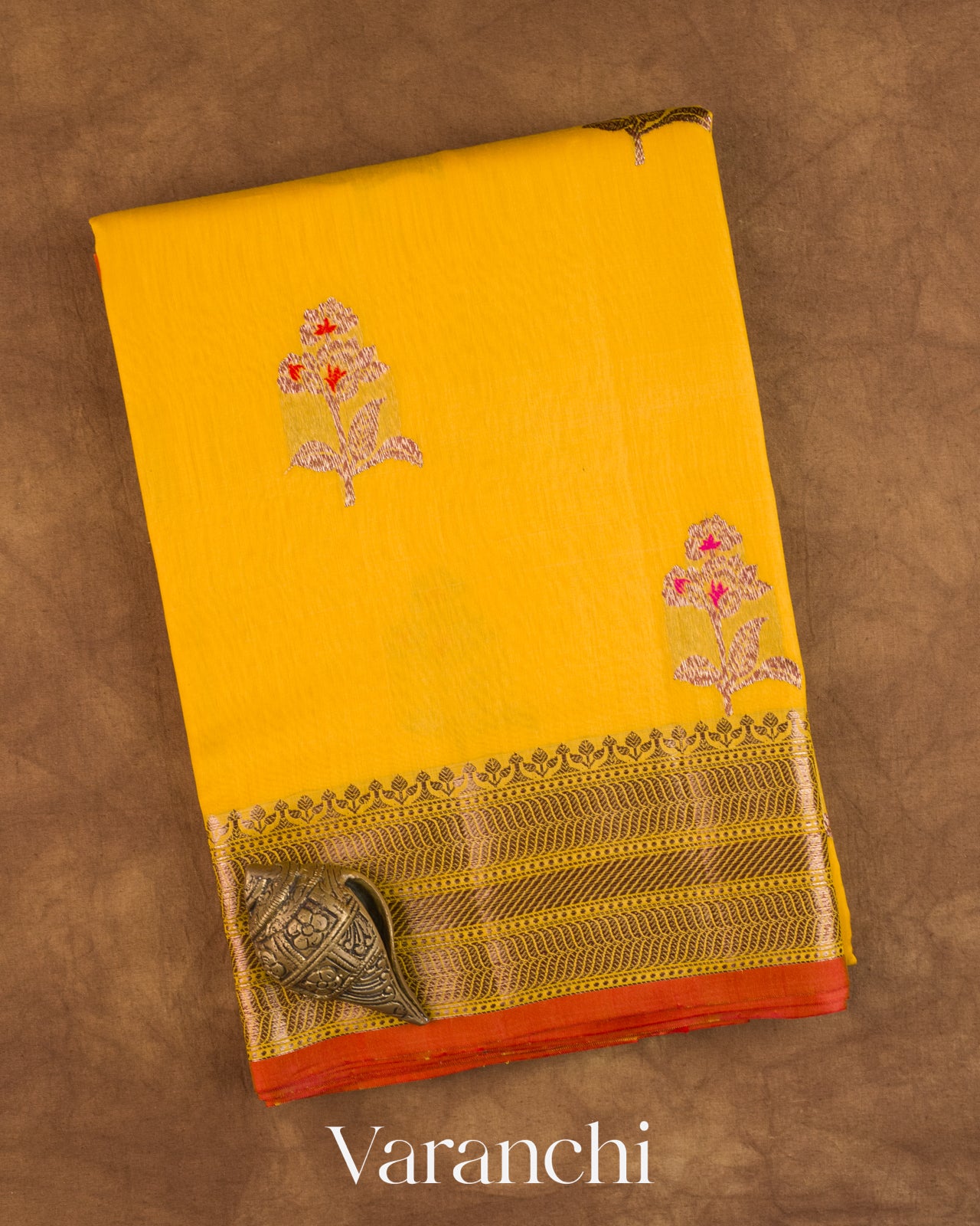 Bright Yellow Pure Chanderi Silk Cotton Handloom Saree