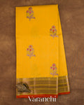 Bright Yellow Pure Chanderi Silk Cotton Handloom Saree