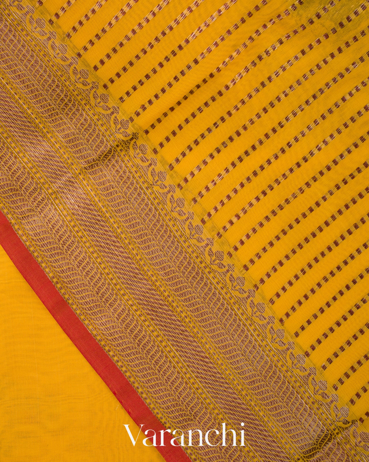 Bright Yellow Pure Chanderi Silk Cotton Handloom Saree