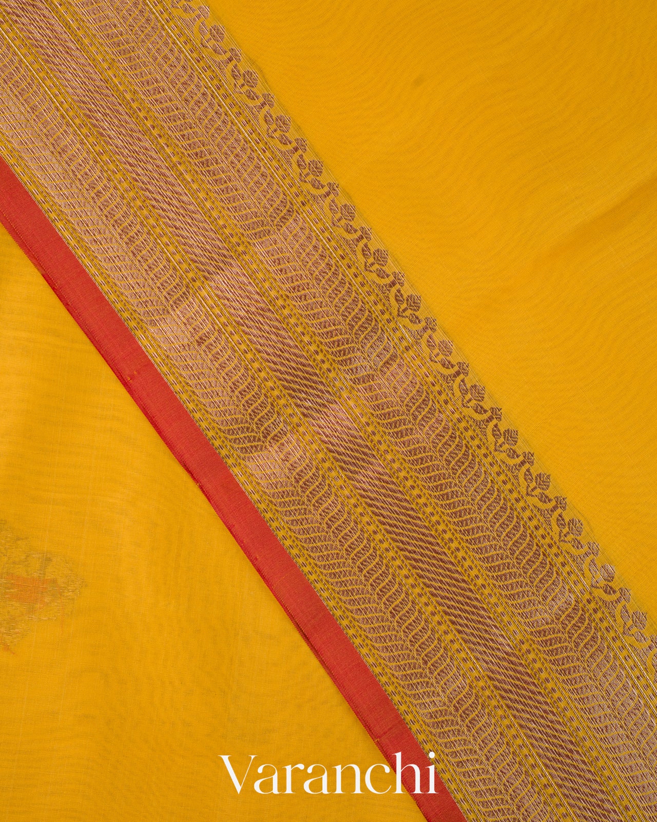 Bright Yellow Pure Chanderi Silk Cotton Handloom Saree