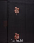 Jet Black Pure Chanderi Silk Cotton Handloom Saree