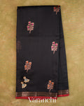 Jet Black Pure Chanderi Silk Cotton Handloom Saree
