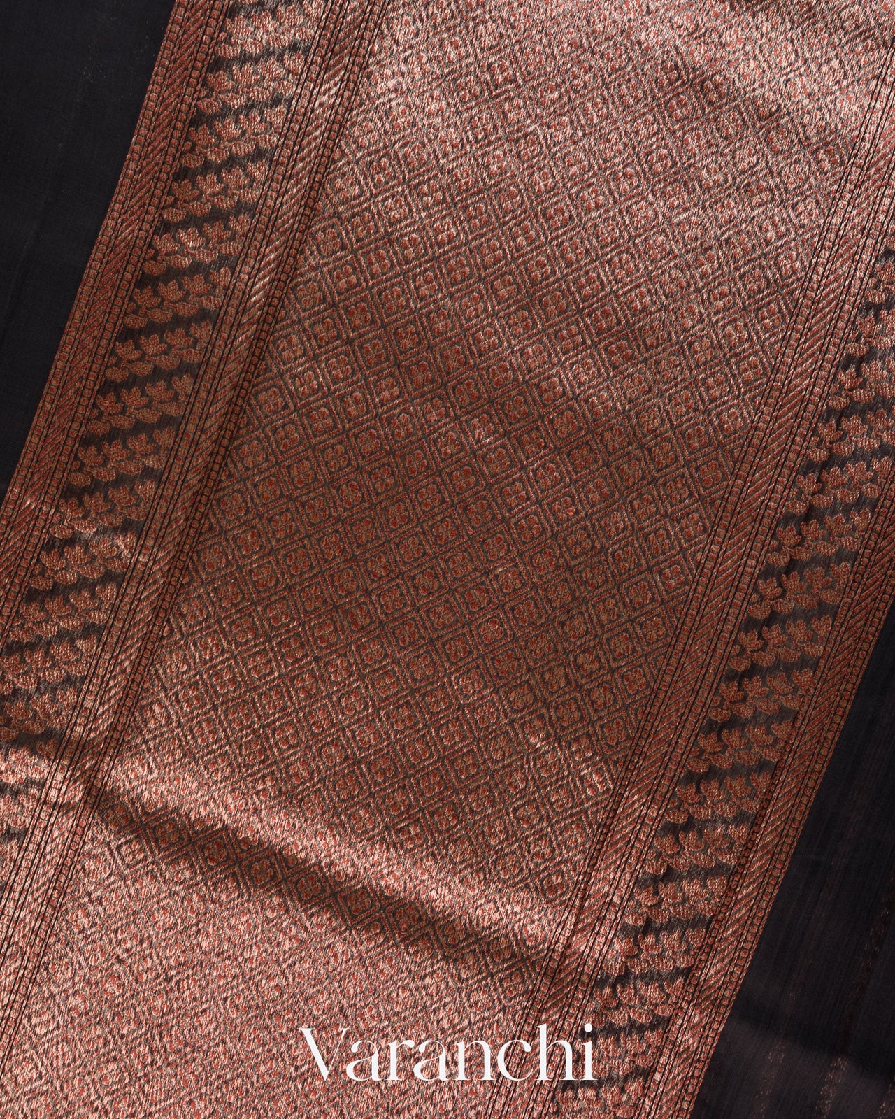 Jet Black Pure Chanderi Silk Cotton Handloom Saree