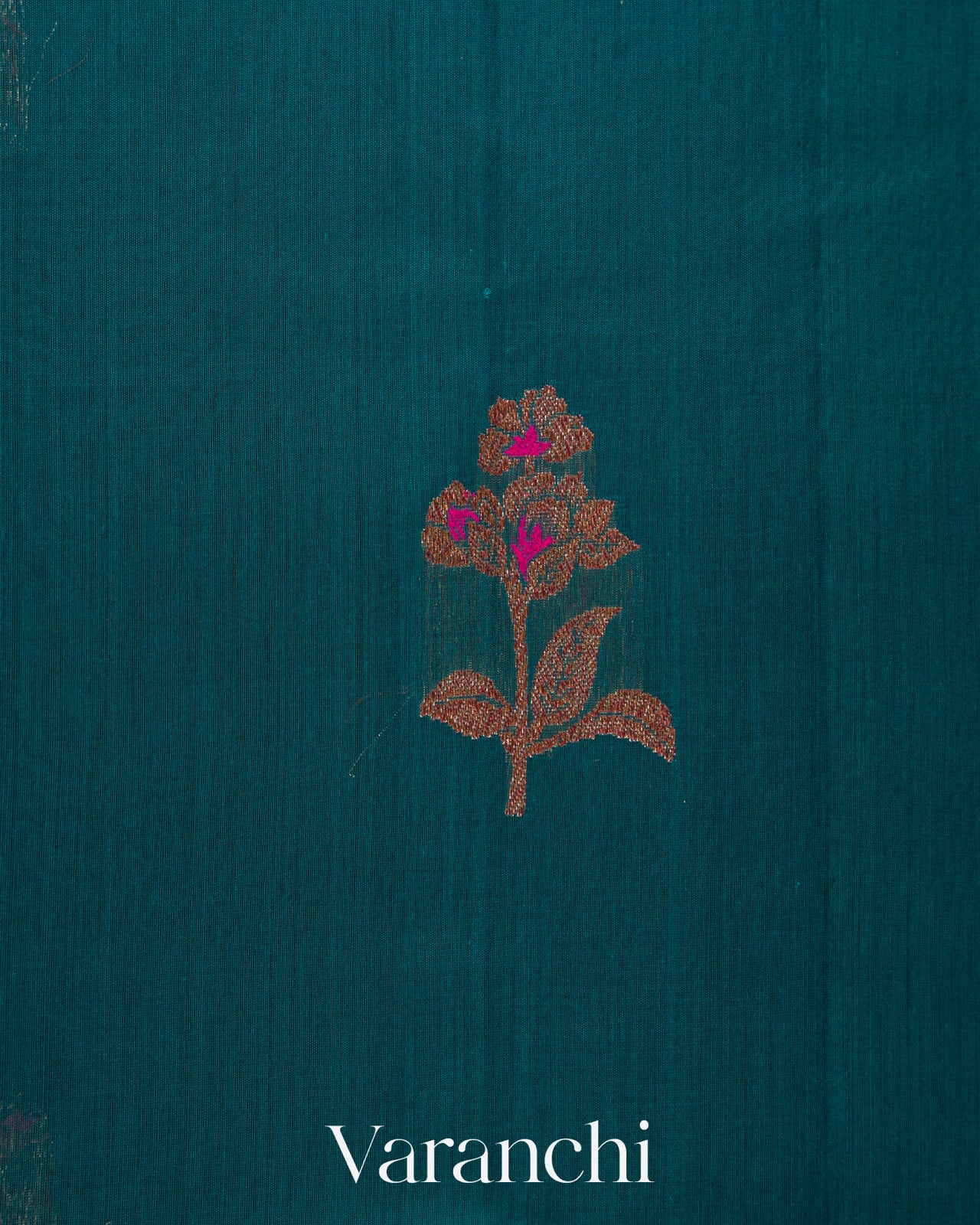 Peacock Blue Pure Chanderi Silk Cotton Handloom Saree