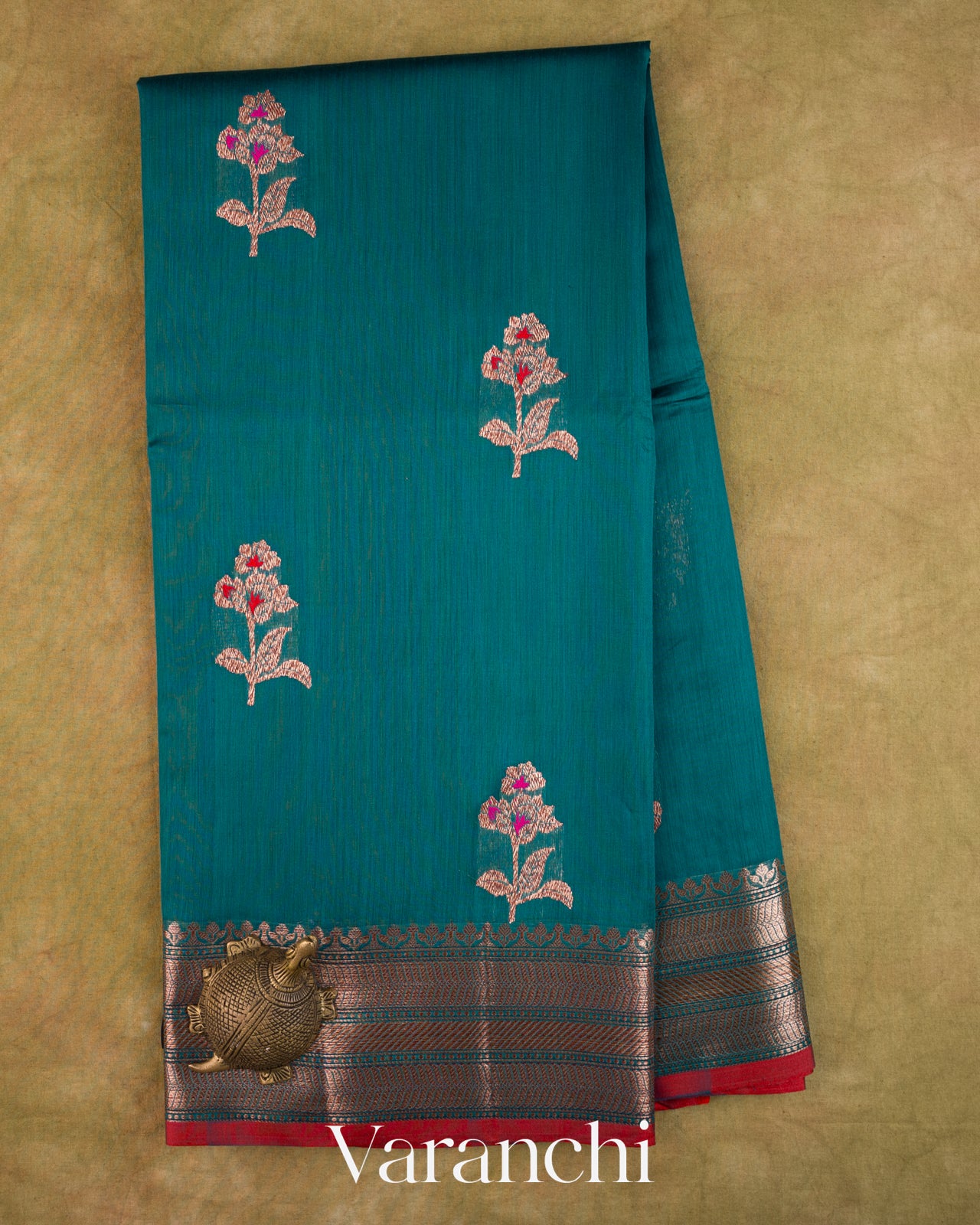 Peacock Blue Pure Chanderi Silk Cotton Handloom Saree