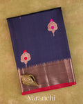 Navy Blue Pure Chanderi Silk Cotton Handloom Saree
