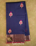 Navy Blue Pure Chanderi Silk Cotton Handloom Saree