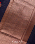 Navy Blue Pure Chanderi Silk Cotton Handloom Saree