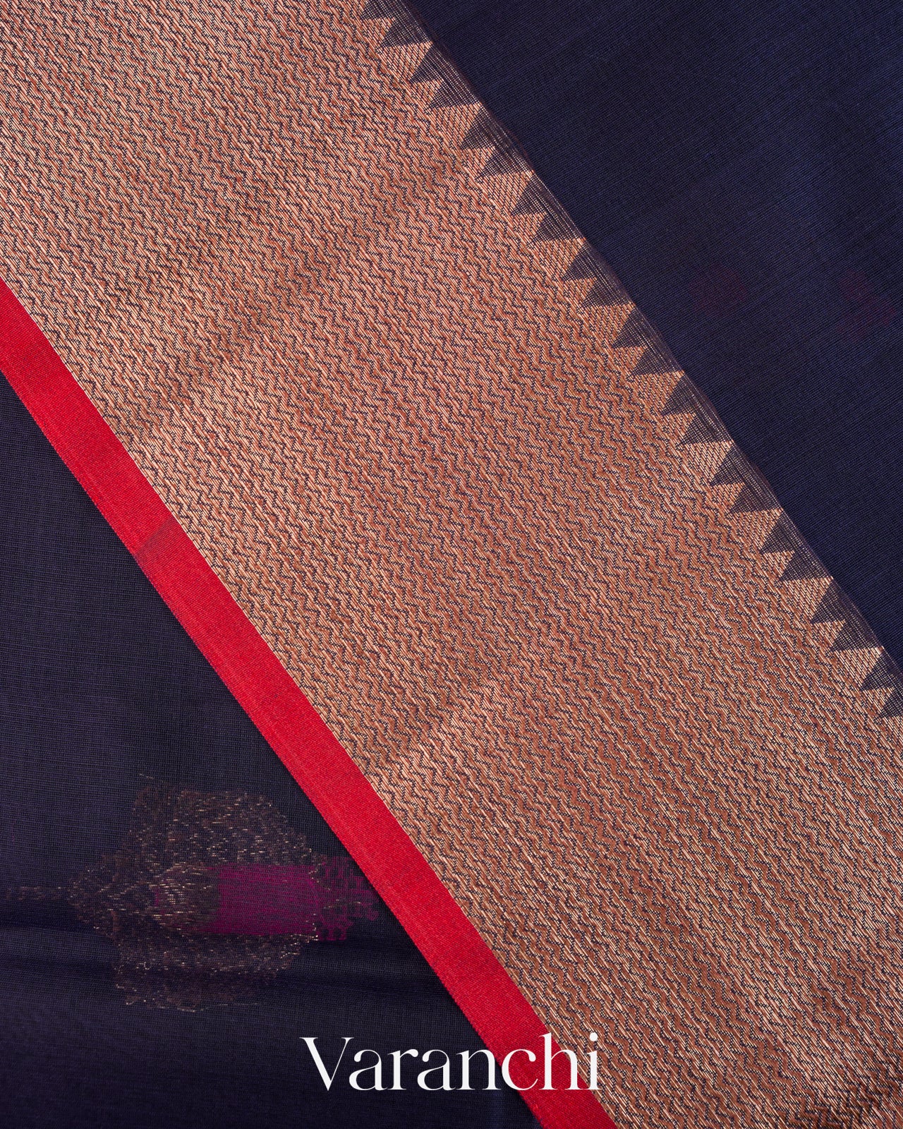 Navy Blue Pure Chanderi Silk Cotton Handloom Saree
