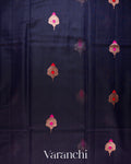 Navy Blue Pure Chanderi Silk Cotton Handloom Saree