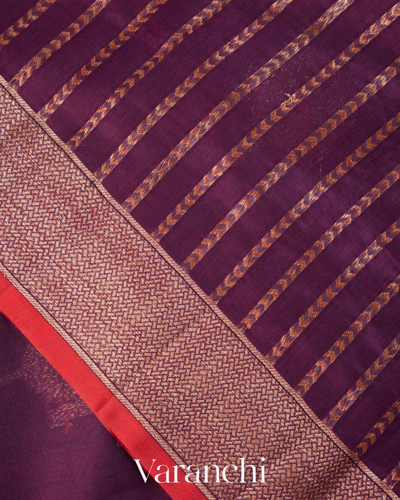 Wine Purple Pure Chanderi Silk Cotton Handloom Saree