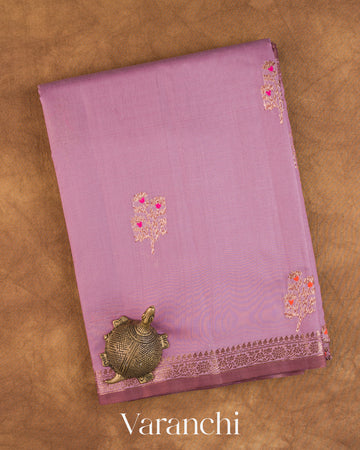 Mauve Pink Pure Chanderi Silk Cotton Handloom Saree