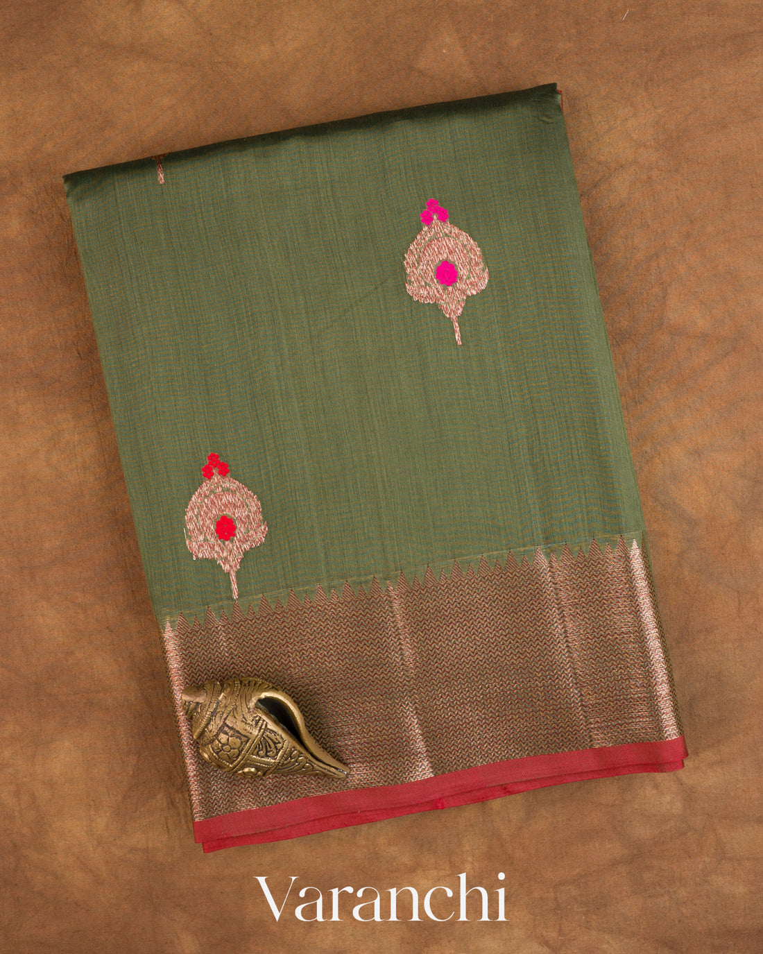 Forest Green Pure Chanderi Silk Cotton Handloom Saree