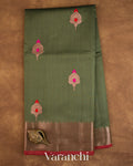 Forest Green Pure Chanderi Silk Cotton Handloom Saree