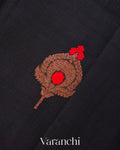 Jet Black Pure Chanderi Silk Cotton Handloom Saree