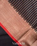 Jet Black Pure Chanderi Silk Cotton Handloom Saree