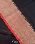 Jet Black Pure Chanderi Silk Cotton Handloom Saree