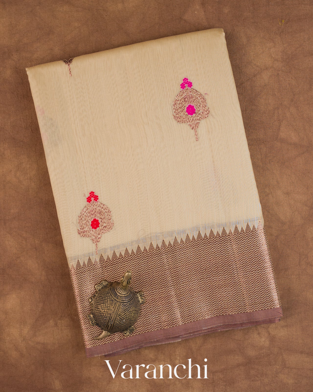 Off-White Pure Chanderi Silk Cotton Handloom Saree