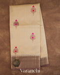 Off-White Pure Chanderi Silk Cotton Handloom Saree