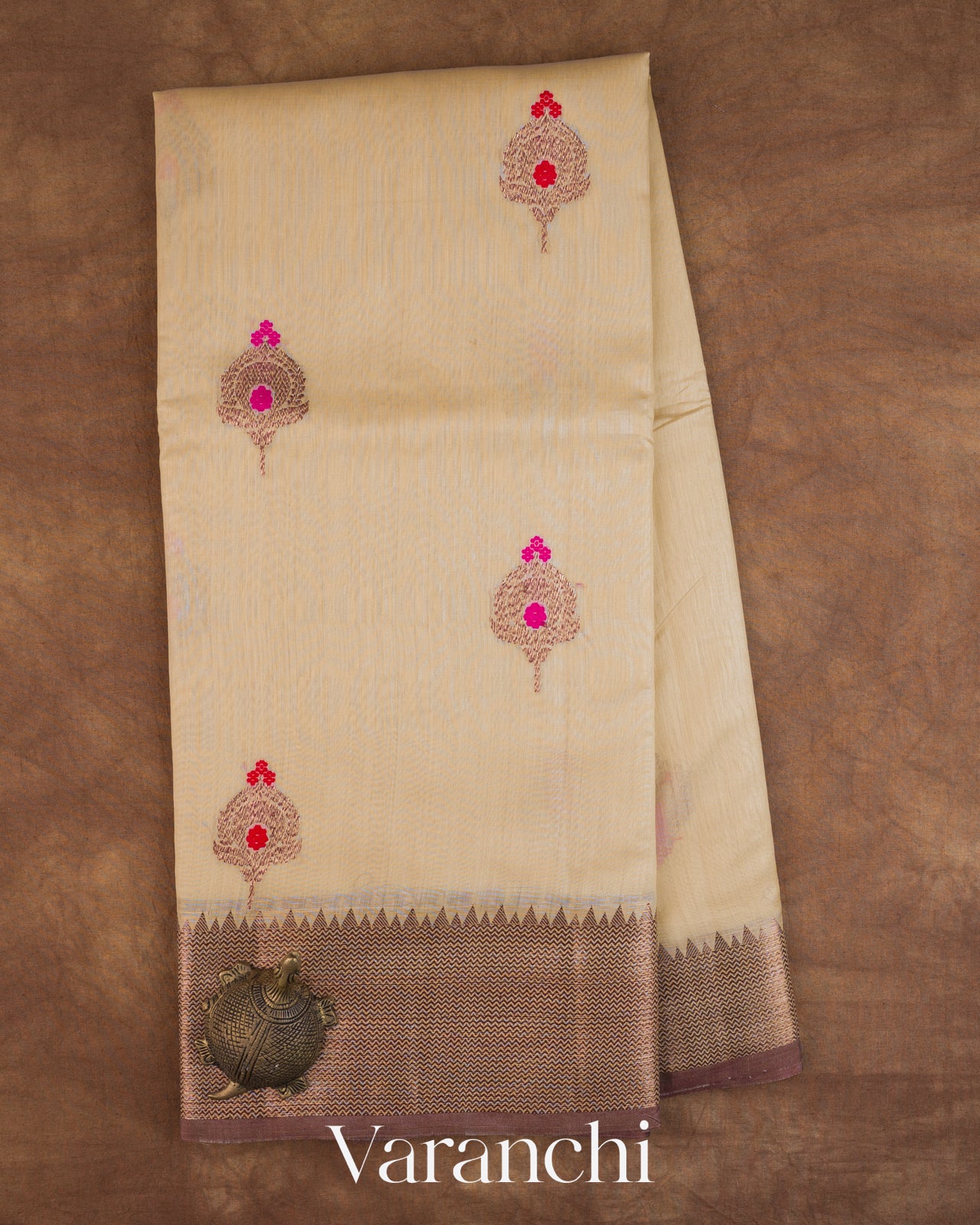 Off-White Pure Chanderi Silk Cotton Handloom Saree