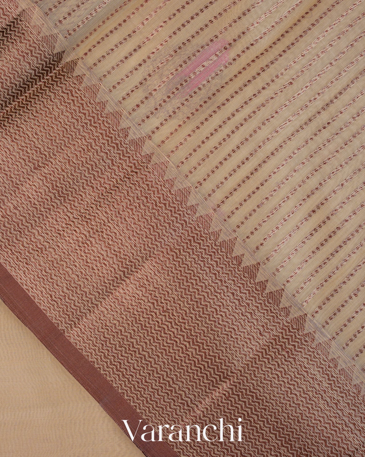 Off-White Pure Chanderi Silk Cotton Handloom Saree