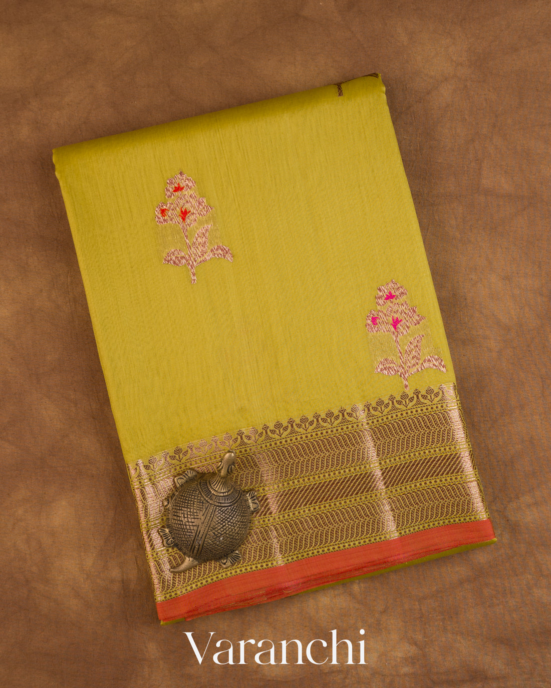 Olive Green Pure Chanderi Silk Cotton Handloom Saree