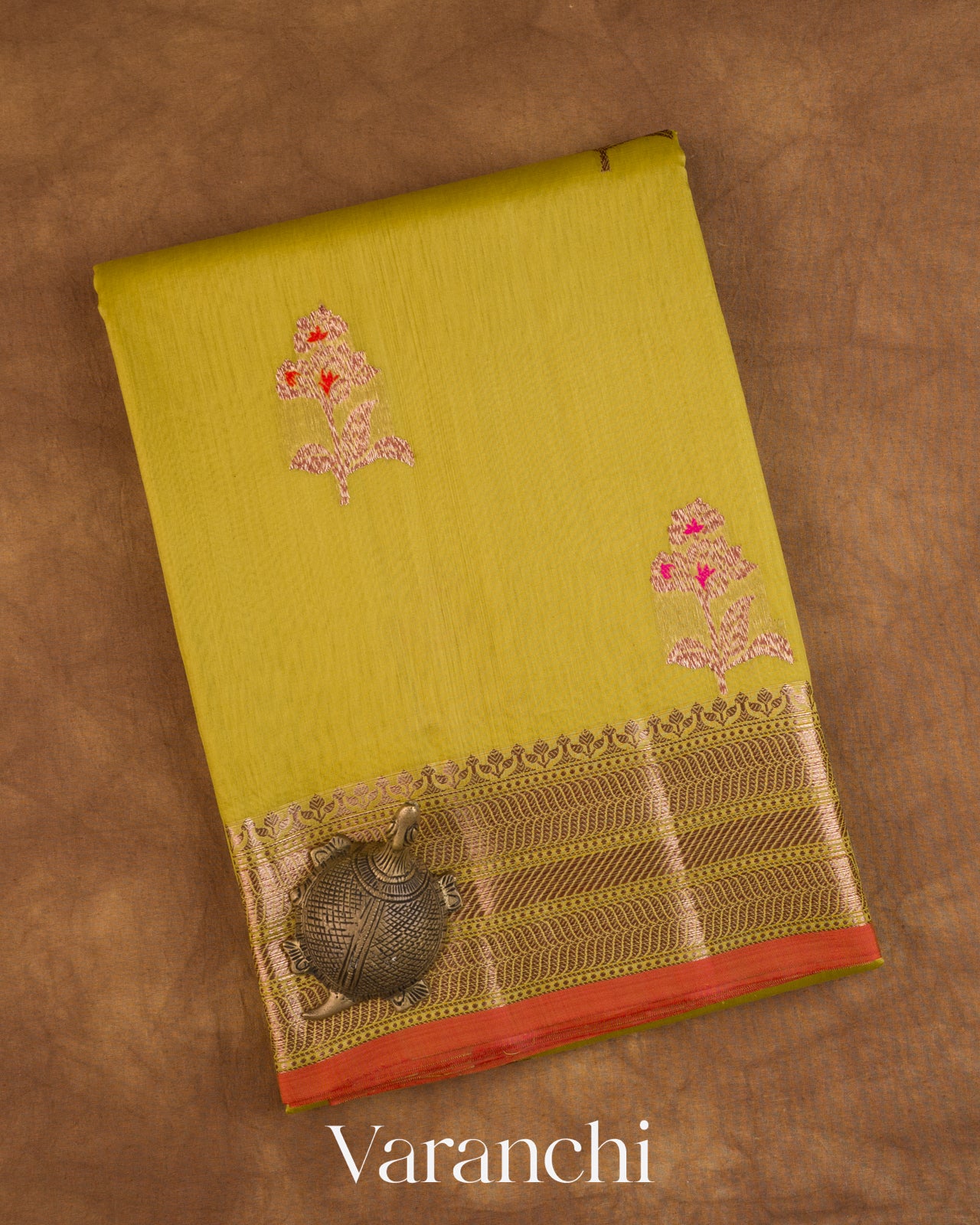 Olive Green Pure Chanderi Silk Cotton Handloom Saree