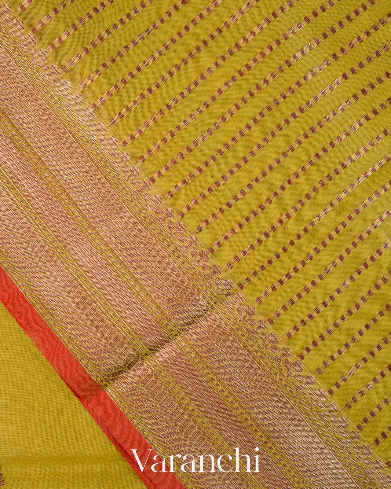Olive Green Pure Chanderi Silk Cotton Handloom Saree