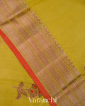 Olive Green Pure Chanderi Silk Cotton Handloom Saree