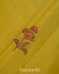 Olive Green Pure Chanderi Silk Cotton Handloom Saree