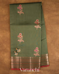 Forest Green Pure Chanderi Silk Cotton Handloom Saree