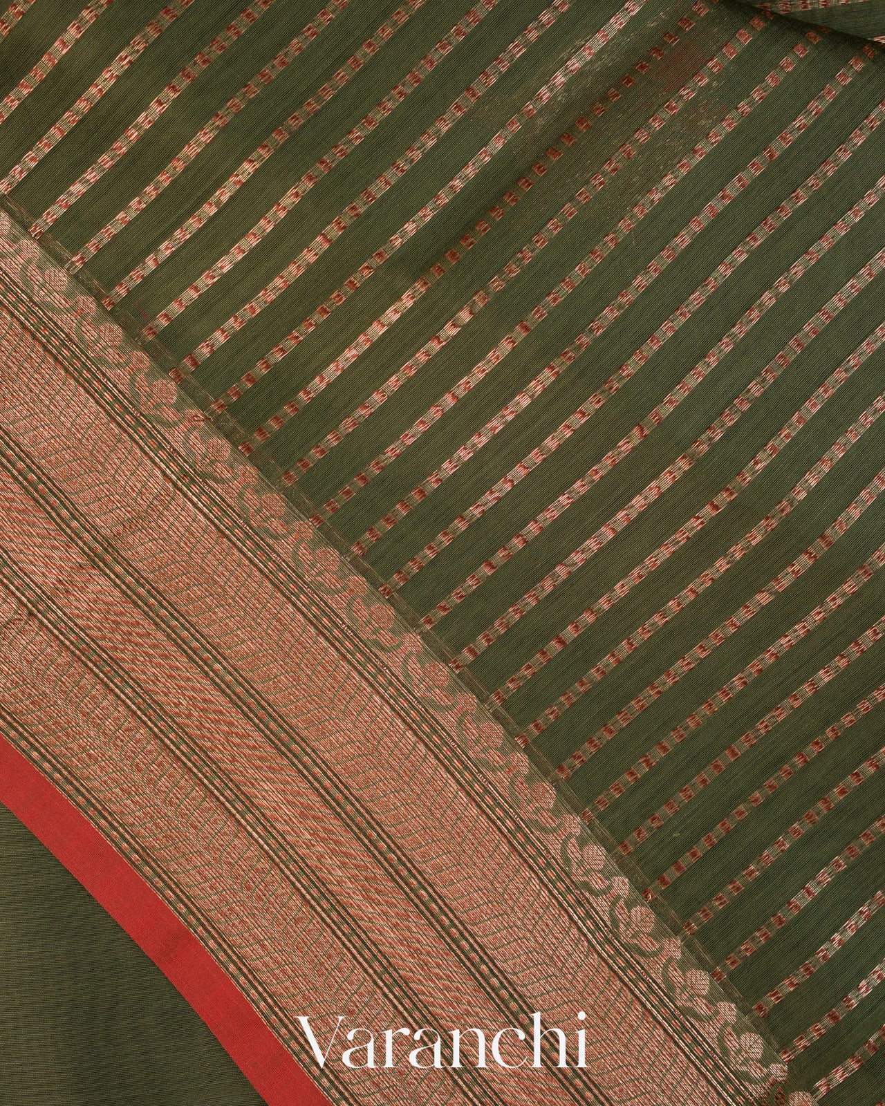 Forest Green Pure Chanderi Silk Cotton Handloom Saree