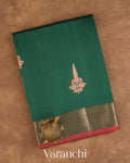 Bottle Green Pure Chanderi Silk Cotton Handloom Saree