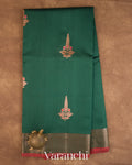 Bottle Green Pure Chanderi Silk Cotton Handloom Saree