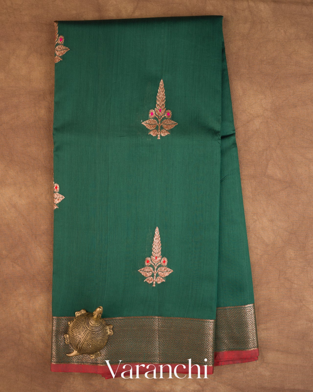 Bottle Green Pure Chanderi Silk Cotton Handloom Saree