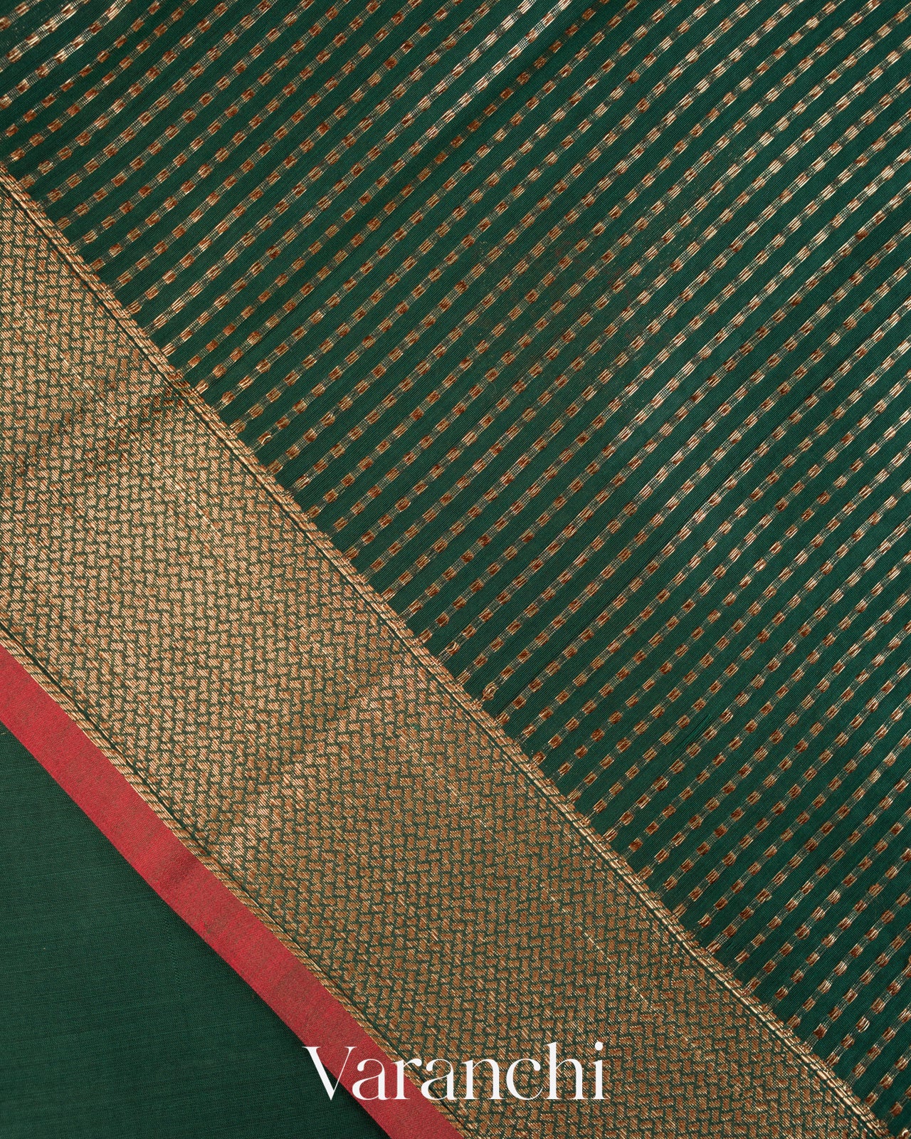 Bottle Green Pure Chanderi Silk Cotton Handloom Saree