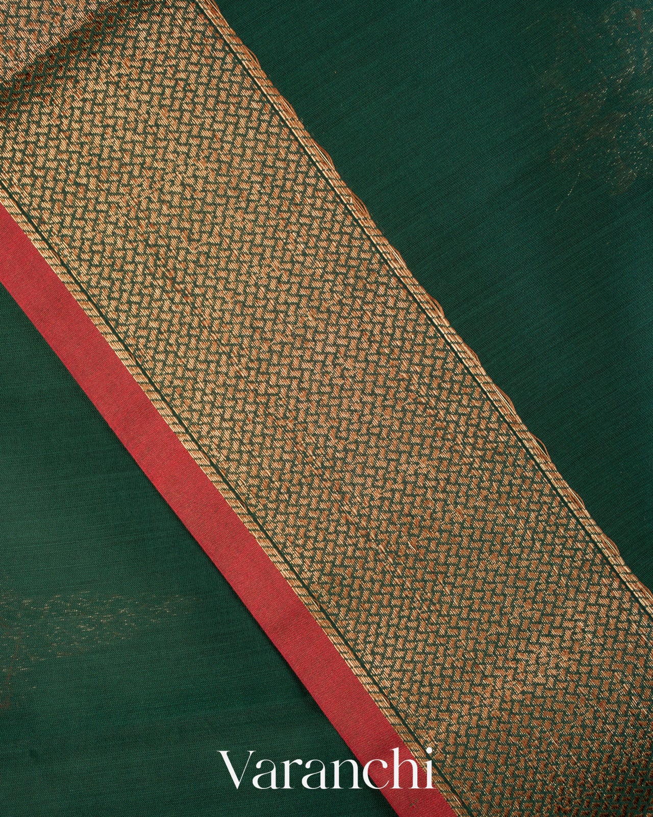 Bottle Green Pure Chanderi Silk Cotton Handloom Saree