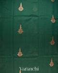 Bottle Green Pure Chanderi Silk Cotton Handloom Saree