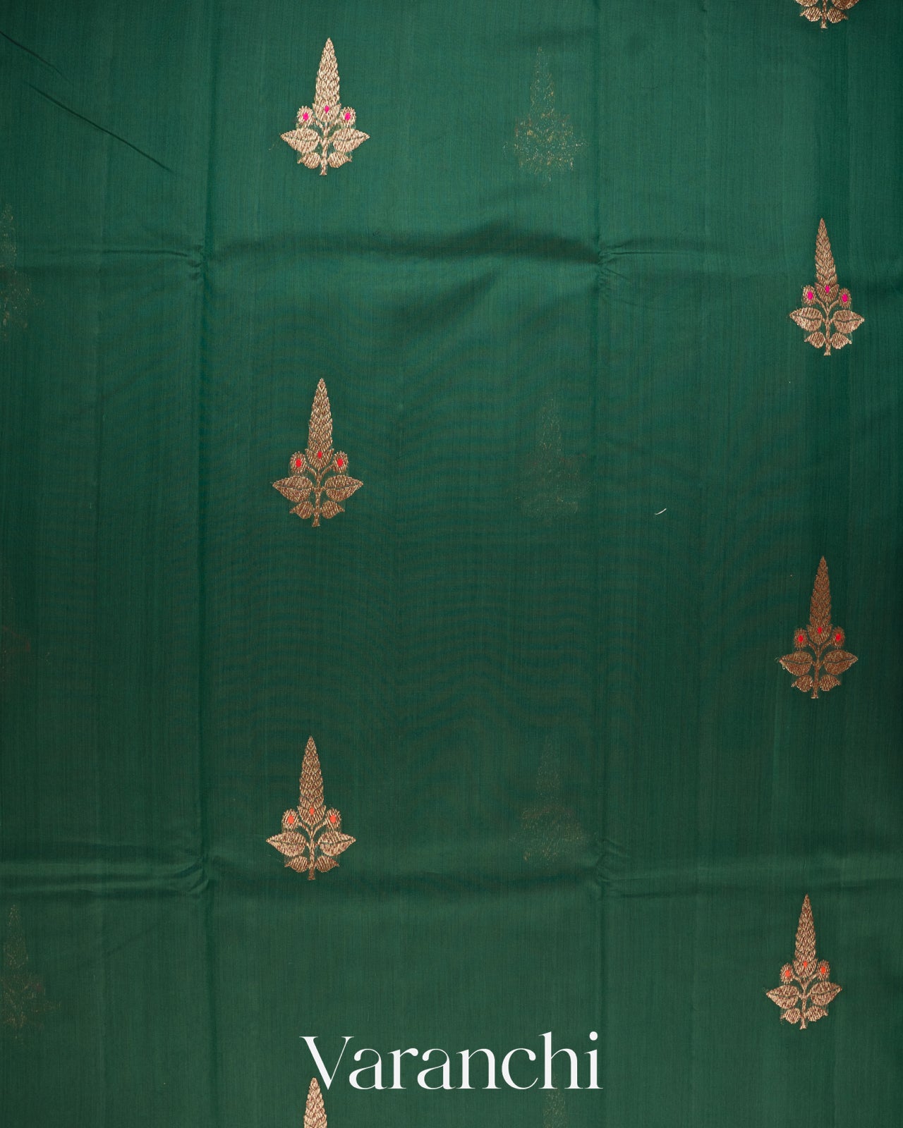 Bottle Green Pure Chanderi Silk Cotton Handloom Saree