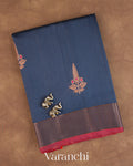 Navy Blue Pure Chanderi Silk Cotton Handloom Saree