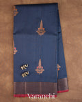 Navy Blue Pure Chanderi Silk Cotton Handloom Saree